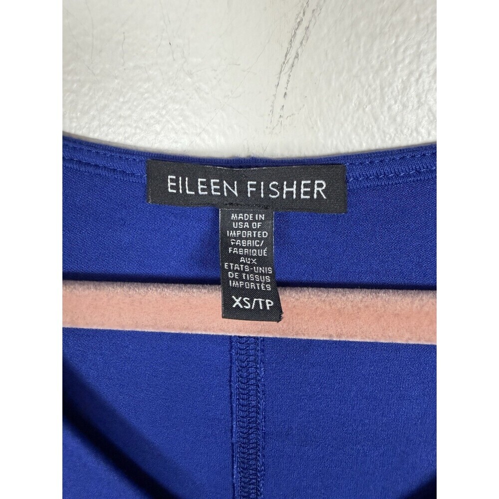 Eileen Fisher V-Neck Jersey Flare Dress Size XS Adriatic Blue Wrinkle Resistant - Picture 5 of 7